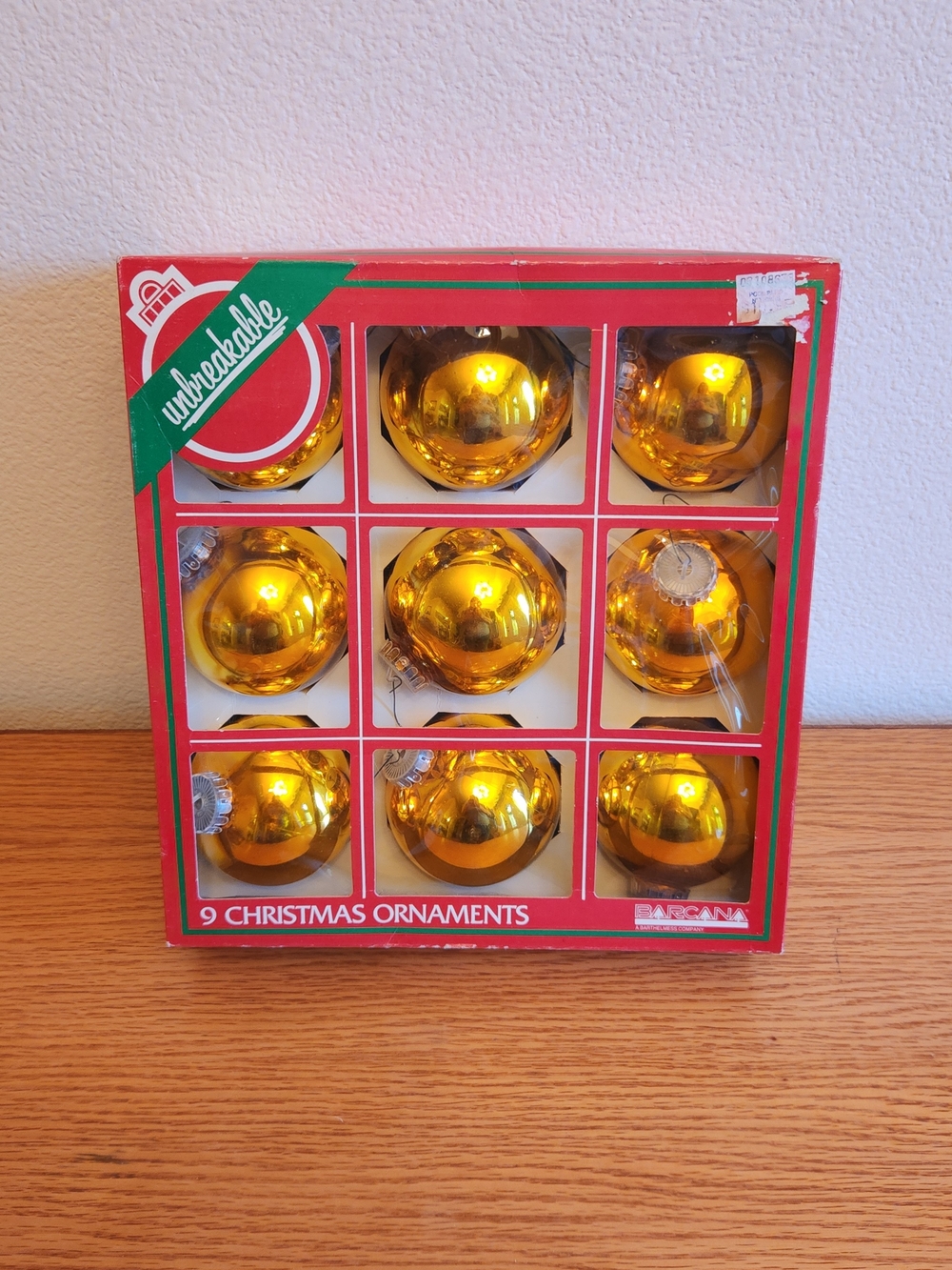 Unbreakable Gold Christmas Ornaments - Set of 9